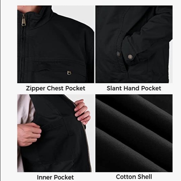 Men's Military Jacket Lightweight Cotton Stand Collar Casual Utility Coat (BNWT) - Picture 6 of 7